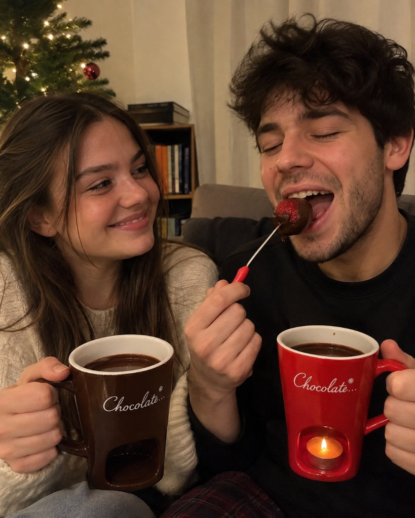 Customer review couple cozy fondue night