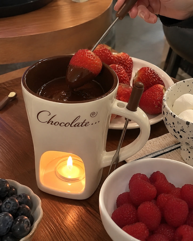 Customer review with strawberry dipping